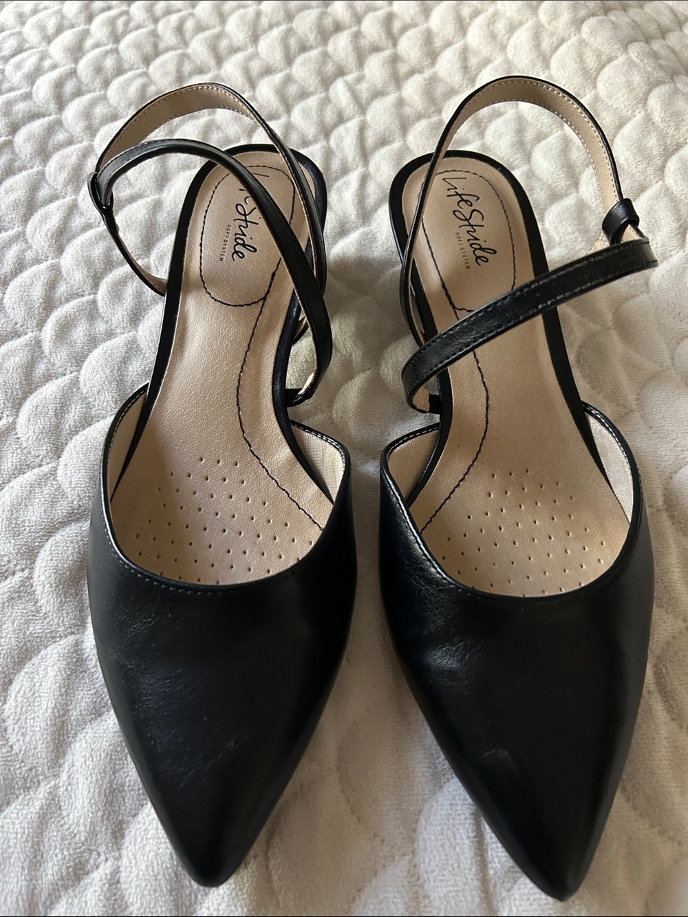Life Stride Minimalist Black Pointed Slingback Heels 9.5W